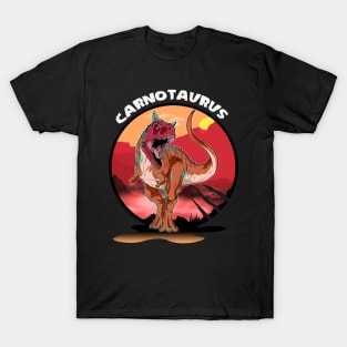 Carnotaurus Dinosaur Design With Background T-Shirt